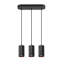 pendant luminaire ASTO TUBE 3 flames, rigid, long GU10 IP20, black dimmable