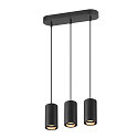 pendant luminaire ASTO TUBE 3 flames, rigid, long GU10 IP20, black dimmable