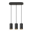 pendant luminaire ASTO TUBE 3 flames, rigid, long GU10 IP20, black dimmable