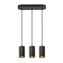 pendant luminaire ASTO TUBE 3 flames, rigid, long GU10 IP20, black dimmable
