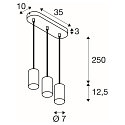 pendant luminaire ASTO TUBE 3 flames, rigid, long GU10 IP20, black dimmable