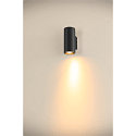 SLV wall luminaire ASTO TUBE down, 1 flame, cylindrical, rigid GU10 IP20, black dimmable