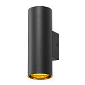 SLV wall luminaire ASTO TUBE up / down, 2 flames, cylindrical, rigid GU10 IP20, black dimmable