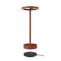SLV battery table lamp VINOLINA ONE with touch dimmer, ring shape, with charging station IP54, rust dimmable