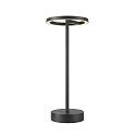 battery table lamp VINOLINA ONE with touch dimmer, ring shape IP54, black dimmable