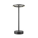 SLV battery table lamp VINOLINA ONE with touch dimmer, ring shape, with charging station IP54, black dimmable