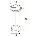 SLV battery table lamp VINOLINA ONE with touch dimmer, ring shape, with charging station IP54, black dimmable