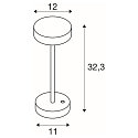 SLV battery table lamp VINOLINA 2-CCT 2-fold, cylindrical, CCT Switch, with touch dimmer, with charging station IP54, rust dimmable