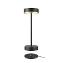SLV battery table lamp VINOLINA 2-CCT 2-fold, cylindrical, CCT Switch, with touch dimmer, with charging station IP54, black dimmable