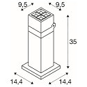 SLV socket luminaire S-CUBE 35 square, CCT Switch, tiltable IP65, anthracite dimmable