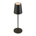 battery table lamp VINOLINA TWO 3-CCT 3-fold, CCT Switch, with touch dimmer, conical, with charging station IP65, black dimmable