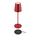 SLV battery table lamp VINOLINA TWO 3-CCT 3-fold, CCT Switch, with touch dimmer, conical, with charging station IP65, red dimmable