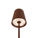 SLV battery table lamp VINOLINA TWO 3-CCT 3-fold, CCT Switch, with touch dimmer, conical, with charging station IP65, rust dimmable