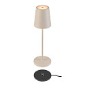SLV battery table lamp VINOLINA TWO 3-CCT 3-fold, CCT Switch, with touch dimmer, conical, with charging station IP65