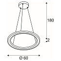 SLV pendant luminaire ONE FLAT PD SINGLE PHASE CCT Switch, ring shape IP20, white matt dimmable