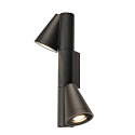 SLV outdoor wall luminaire T-TUBE DOUBLE GU10 IP65, black, lacquered dimmable