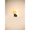 SLV wall luminaire VARYT round, without shade E14 IP44, black dimmable