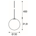 SLV pendant luminaire SUN 30 with open cable, ball shaped E27 IP20, dimmable