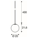 SLV pendant luminaire SUN 20 with open cable, ball shaped E27 IP20, dimmable