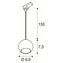 3-phase pendant luminaire LIGHT EYE� 90 down, ball shaped GU10 IP20, black matt dimmable