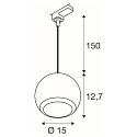 SLV 3-phase pendant luminaire LIGHT EYE� 150 down, ball shaped GU10 IP20, white matt dimmable