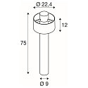 SLV outdoor floor lamp PHOTONI CYL POLE 75 cylindrical, impact resistant E27 IP65, black matt dimmable