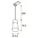 SLV 3-phase pendant luminaire PURI 2.0 - CONE conical GU10 IP20, white dimmable