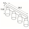 SLV wall and ceiling luminaire PURI 2.0 - TUBE 4 flames, long GU10 IP20, grey dimmable