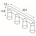 SLV wall and ceiling luminaire PURI 2.0 - CONE 4 flames, long GU10 IP20, grey dimmable