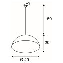 SLV 3-phase pendant luminaire FORCHINI M 40 TRACK E27 IP20, black dimmable