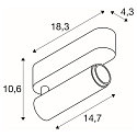 SLV ceiling luminaire GRIP!M SINGLE IP20, black, white, lacquered dimmable