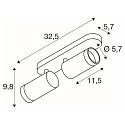 SLV ceiling luminaire GRIP! L SPOT CL DOUBLE cylindrical GU10 IP20, black, white, lacquered dimmable