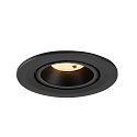SLV ceiling recessed luminaire NUMINOS� GIMBLE S round, suitable for VDU workstation IP20, black, lacquered dimmable