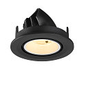 SLV ceiling recessed luminaire NUMINOS� GIMBLE S round, suitable for VDU workstation IP20, black, white, lacquered dimmable