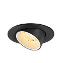 SLV ceiling recessed luminaire NUMINOS� GIMBLE S round, suitable for VDU workstation IP20, black, white, lacquered dimmable