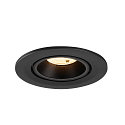 SLV ceiling recessed luminaire NUMINOS� GIMBLE S round, suitable for VDU workstation IP20, black, lacquered dimmable
