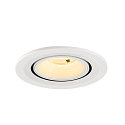 SLV ceiling recessed luminaire NUMINOS� GIMBLE S round, suitable for VDU workstation IP20, white, lacquered dimmable