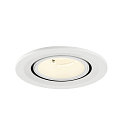 SLV ceiling recessed luminaire NUMINOS� GIMBLE S round, suitable for VDU workstation IP20, white, lacquered dimmable