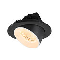 SLV ceiling recessed luminaire NUMINOS� GIMBLE L round, suitable for VDU workstation IP20, black, white, lacquered dimmable