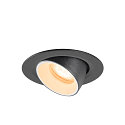 SLV ceiling recessed luminaire NUMINOS� GIMBLE XS round, suitable for VDU workstation IP20, black, white, lacquered dimmable