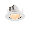 SLV ceiling recessed luminaire NUMINOS� GIMBLE XS round, suitable for VDU workstation IP20, white, lacquered dimmable