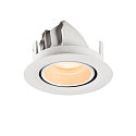 SLV ceiling recessed luminaire NUMINOS� GIMBLE XS round, suitable for VDU workstation IP20, white, lacquered dimmable