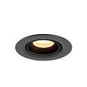 SLV ceiling recessed luminaire NUMINOS� GIMBLE XS round, suitable for VDU workstation IP20, black, lacquered dimmable