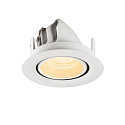 SLV ceiling recessed luminaire NUMINOS� GIMBLE XS round, suitable for VDU workstation IP20, white, lacquered dimmable