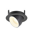 SLV ceiling recessed luminaire NUMINOS� GIMBLE XS round, suitable for VDU workstation IP20, black, white, lacquered dimmable
