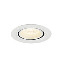 SLV ceiling recessed luminaire NUMINOS� GIMBLE XS round, suitable for VDU workstation IP20, white, lacquered dimmable