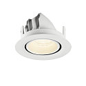 SLV ceiling recessed luminaire NUMINOS� GIMBLE XS round, suitable for VDU workstation IP20, white, lacquered dimmable