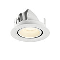 SLV ceiling recessed luminaire NUMINOS� GIMBLE XS round, suitable for VDU workstation IP20, white, lacquered dimmable