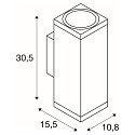 SLV outdoor wall luminaire THEO PRO L UP/DOWN square IP65, white, lacquered dimmable