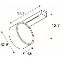 SLV 1-phase spot KALU 2.0 PHASE cylindrical, UGR < 19, with lens optics, cardanic swivelling IP20, black, lacquered dimmable